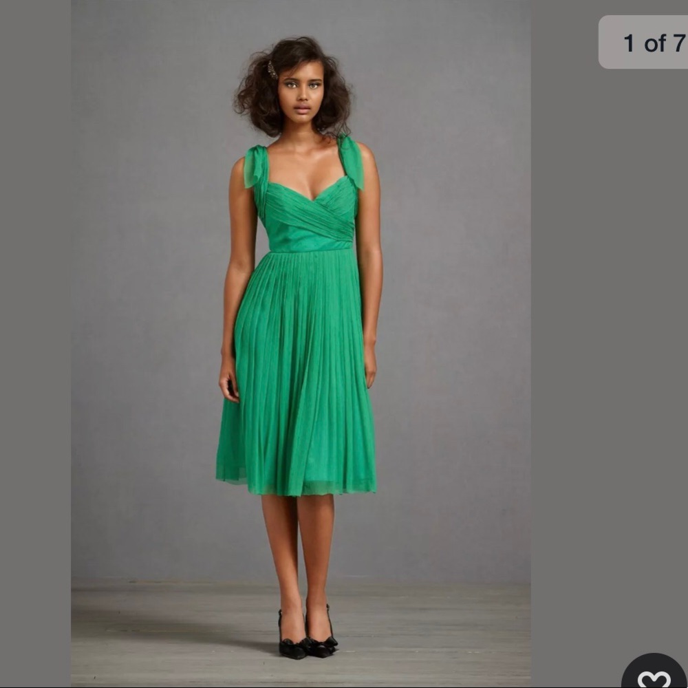 BHLDN Anthropology Kelly Green Chiffon Dress